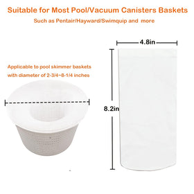 Chicarry pool skimmer socks fit various pool baskets and vacuum canisters.