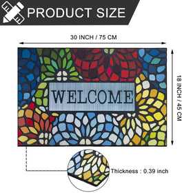 CHICHIC Colorful Welcome Mat at entryway shows decorative design and practical dirt capture.