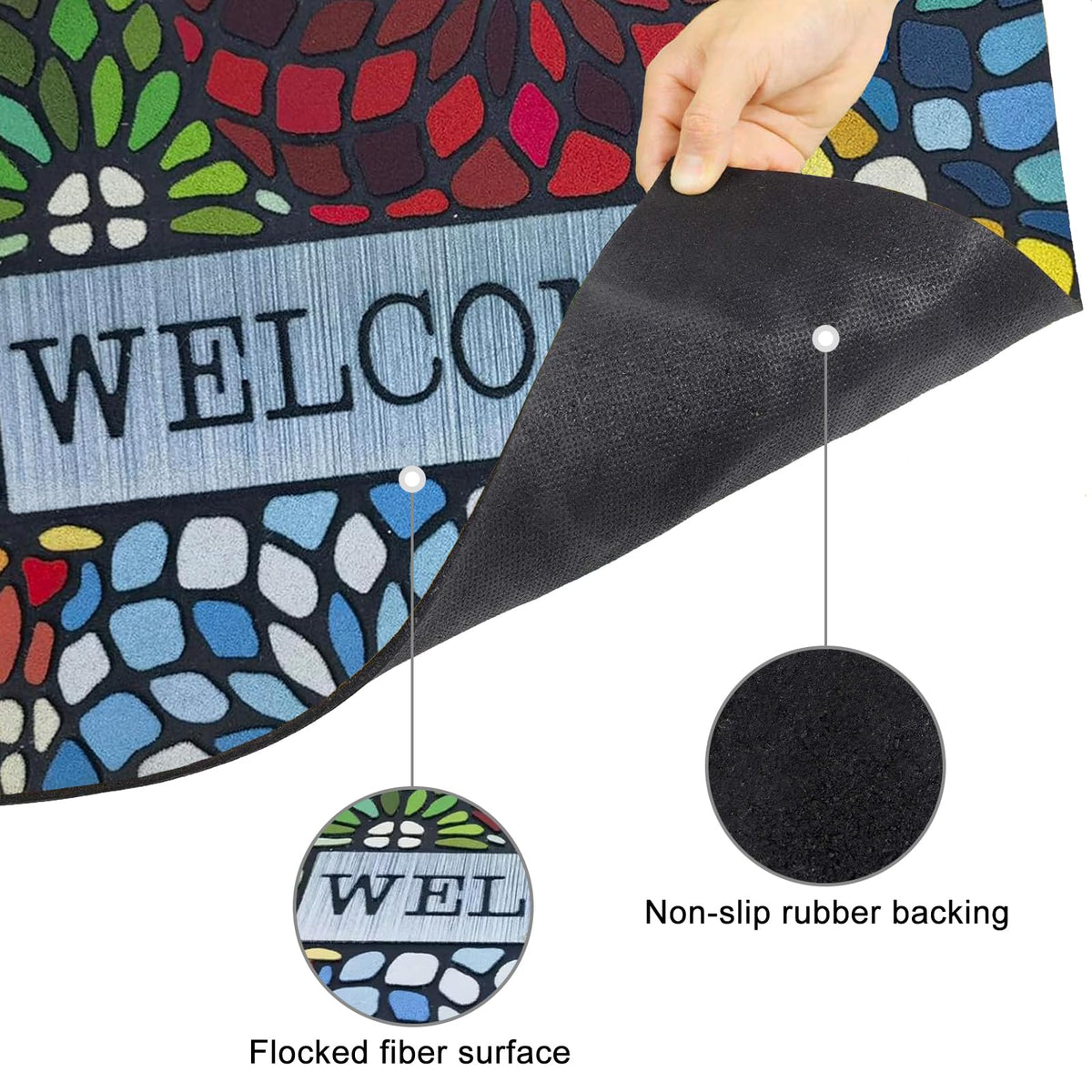 CHICHIC Colorful Welcome Mat used outdoors for high-traffic entryways and weather resistance.