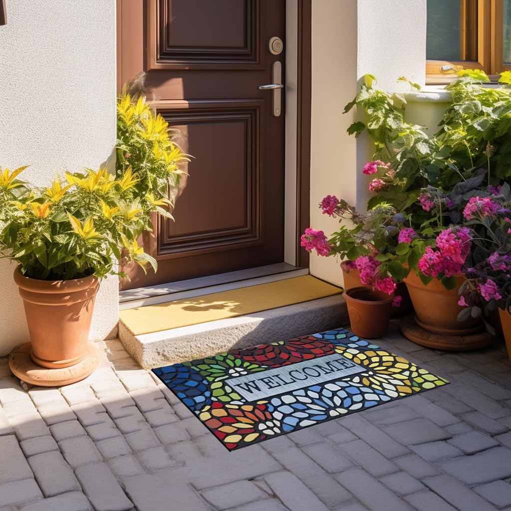 CHICHIC Colorful Welcome Mat suitable for patios and garages with easy maintenance.