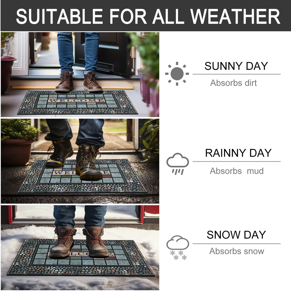CHICHIC easy-clean hose-and-vacuum friendly mat for quick maintenance.