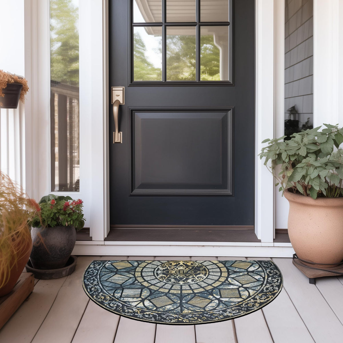CHICHIC front door mat blue design for busy homes