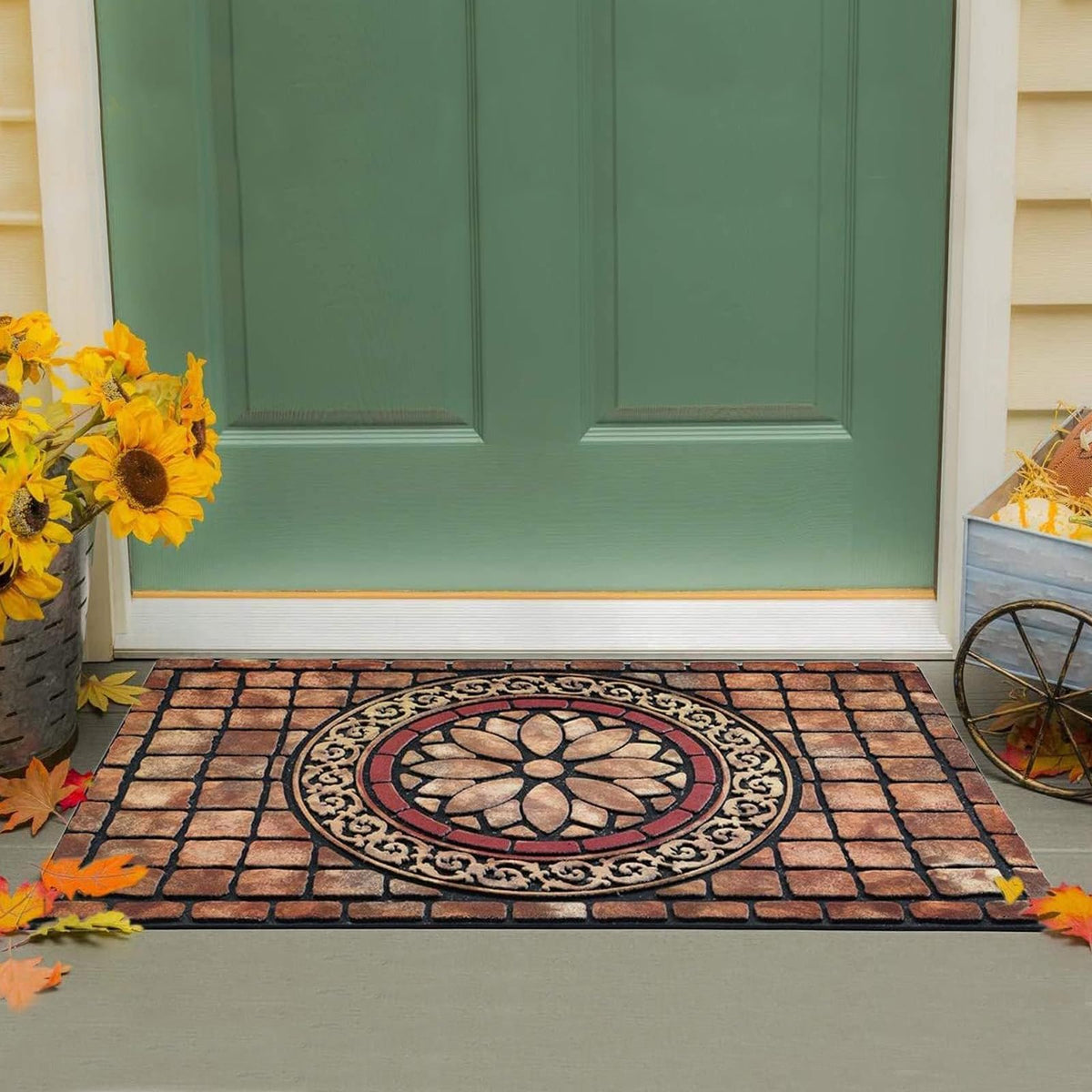 CHICHIC heavy duty rubber back doormat resists wear in high traffic