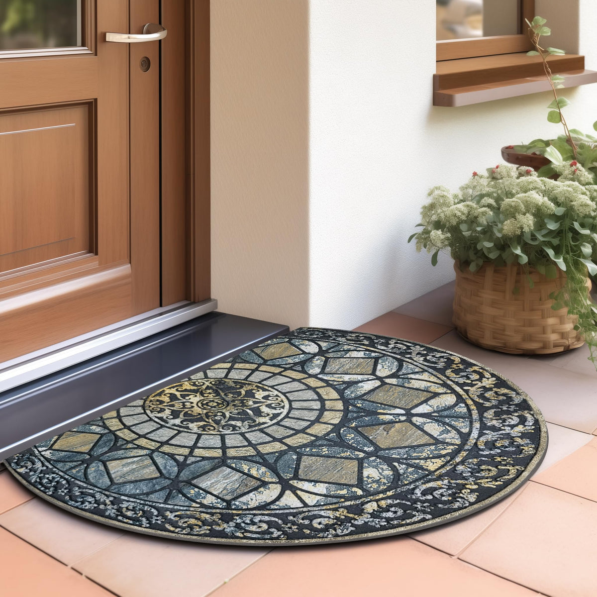 CHICHIC heavy-duty rubber-backed mat for outdoor entry