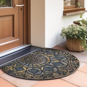 CHICHIC heavy-duty rubber door mat withstands wind and snow for year-round outdoor use.