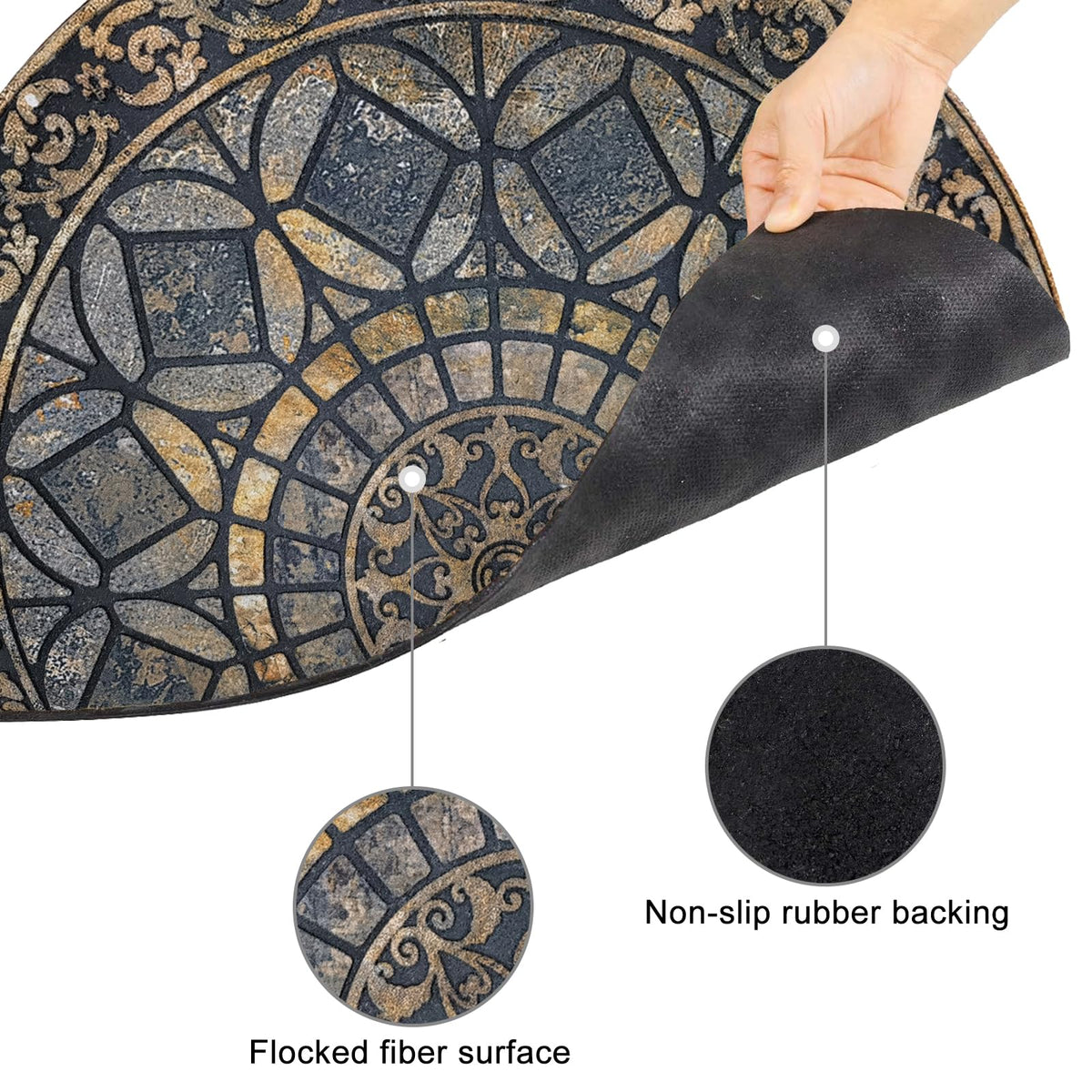 CHICHIC non-slip rubber-backed mat stays in place on any exterior floor.