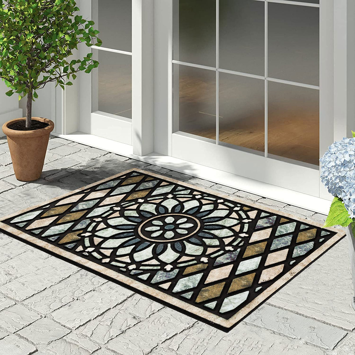 CHICHIC Welcome Door Mat 17x30 front view remains inviting after high traffic