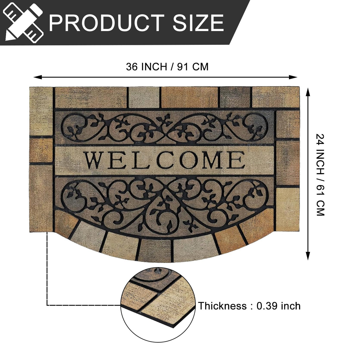 CHICHIC rubber back non-slip design keeps the mat securely in place.