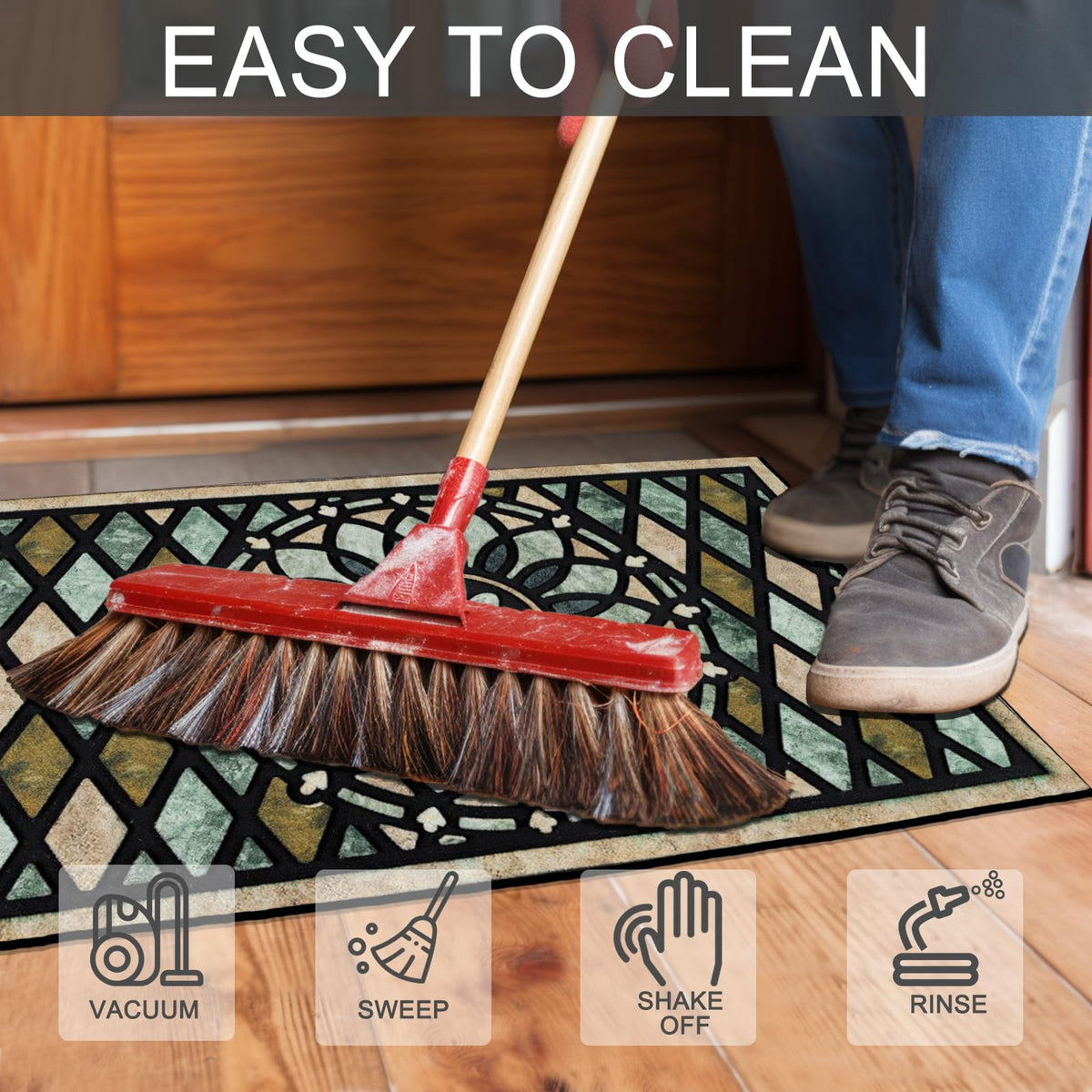 CHICHIC Welcome Door Mat 24x36 dirt-trapping grooves keep floors cleaner.