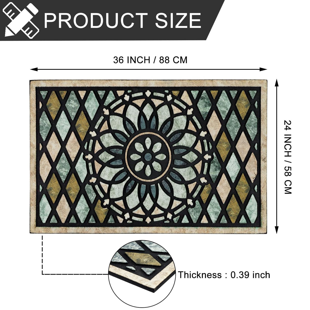 CHICHIC Welcome Door Mat 24x36 rubber backing provides secure non-slip grip.