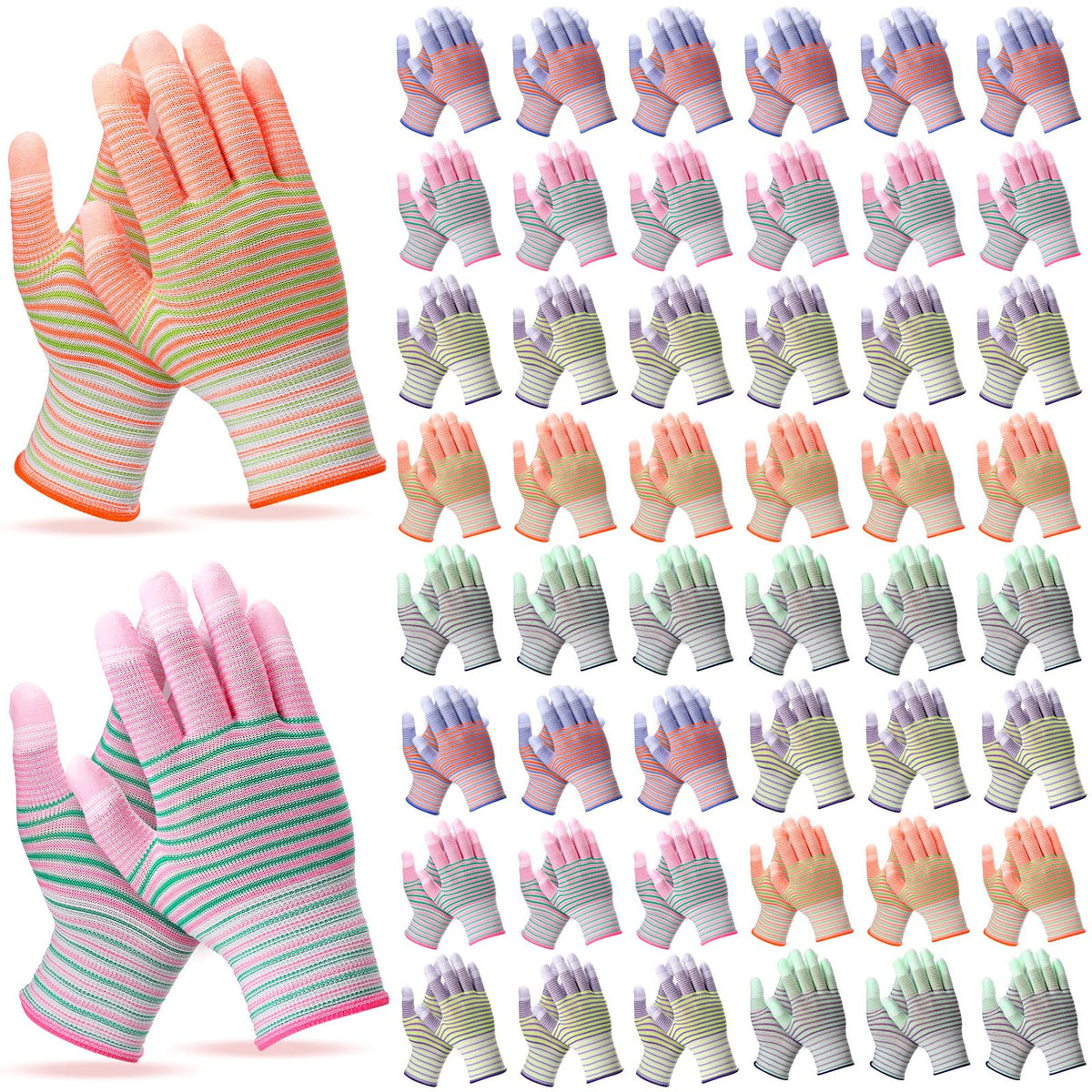Chicingyou 50-pair gardening gloves bulk pack in vibrant colors for versatile planting and weeding tasks.