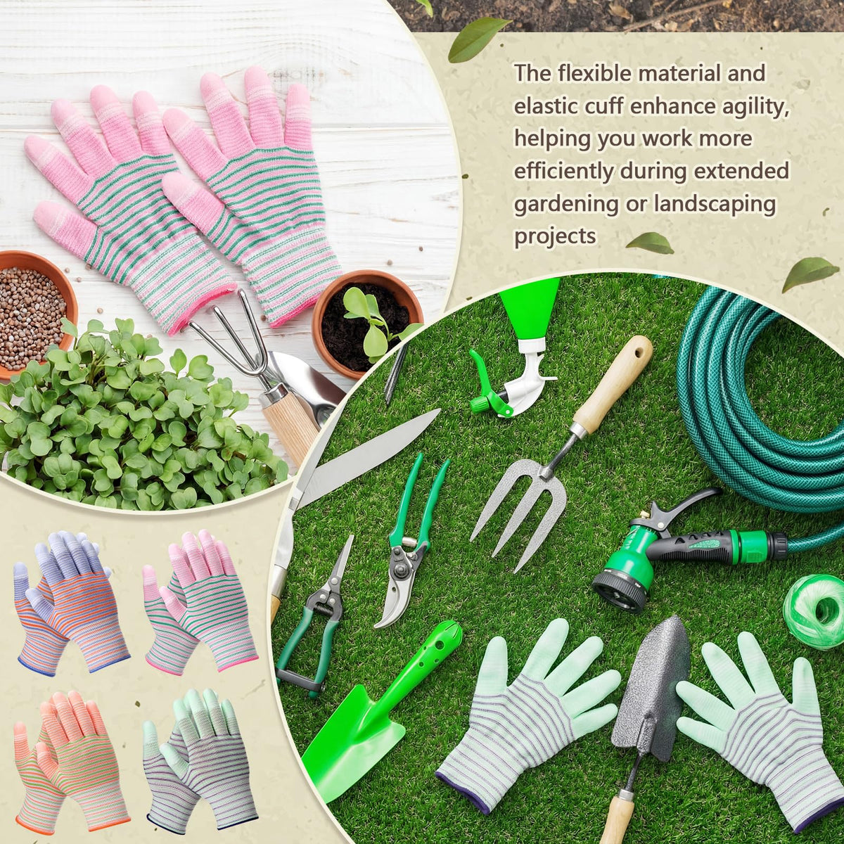 Chicingyou elastic wrist design keeps soil out while working on outdoor projects.