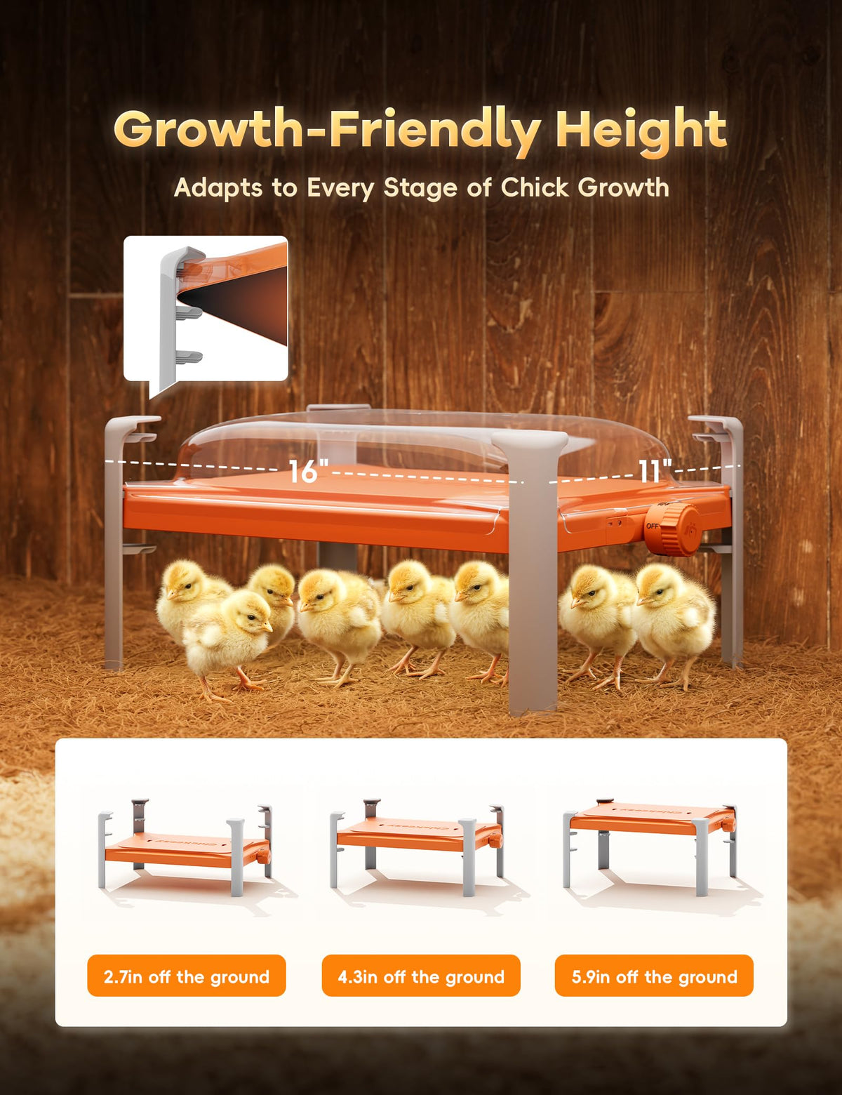 Chickcozy accessories laid out with heater's components