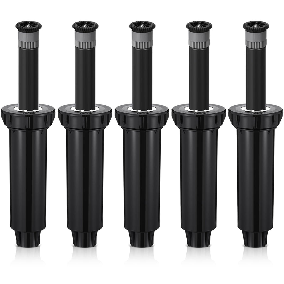 Chicmount 5-pack pop-up sprinkler heads 4-inch, easy lawn irrigation for reliable coverage.