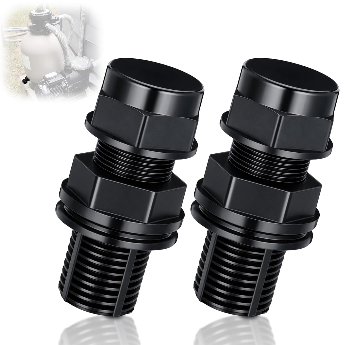 Chicmount drain plug and seal set for 12-14 inch sand filters, durable and leak-resistant