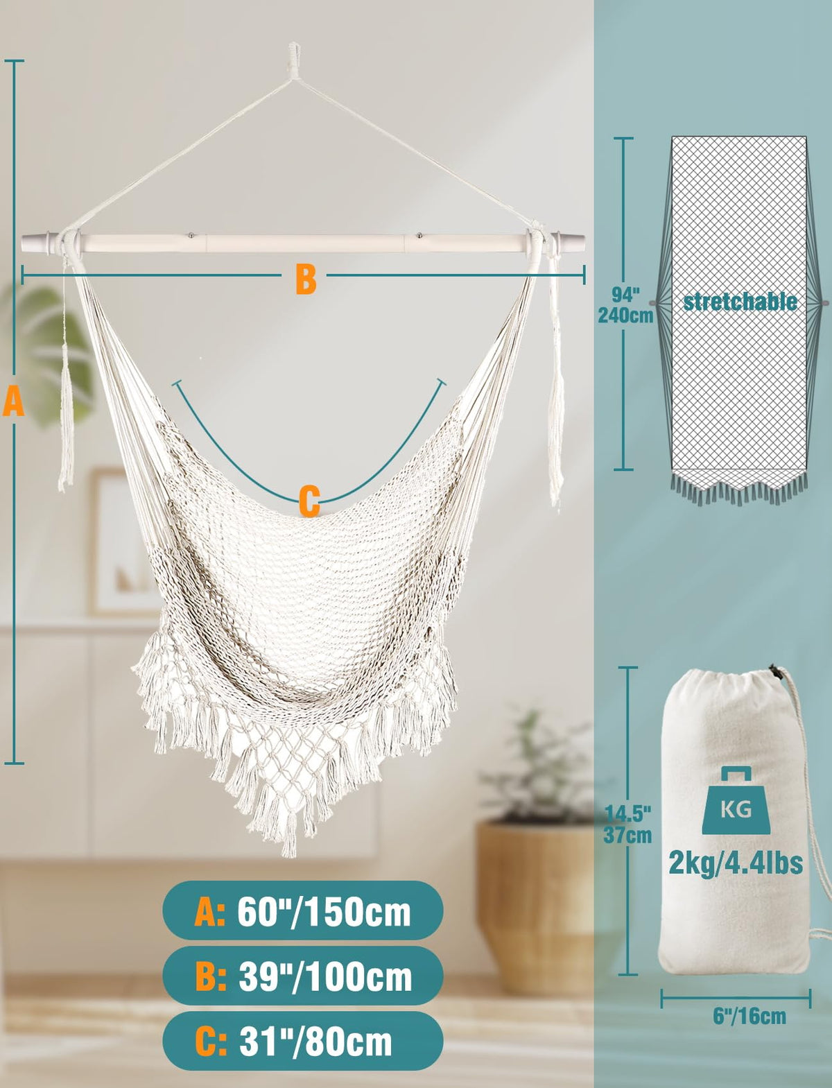 Chihee hammock chair anti-slip poles boost security