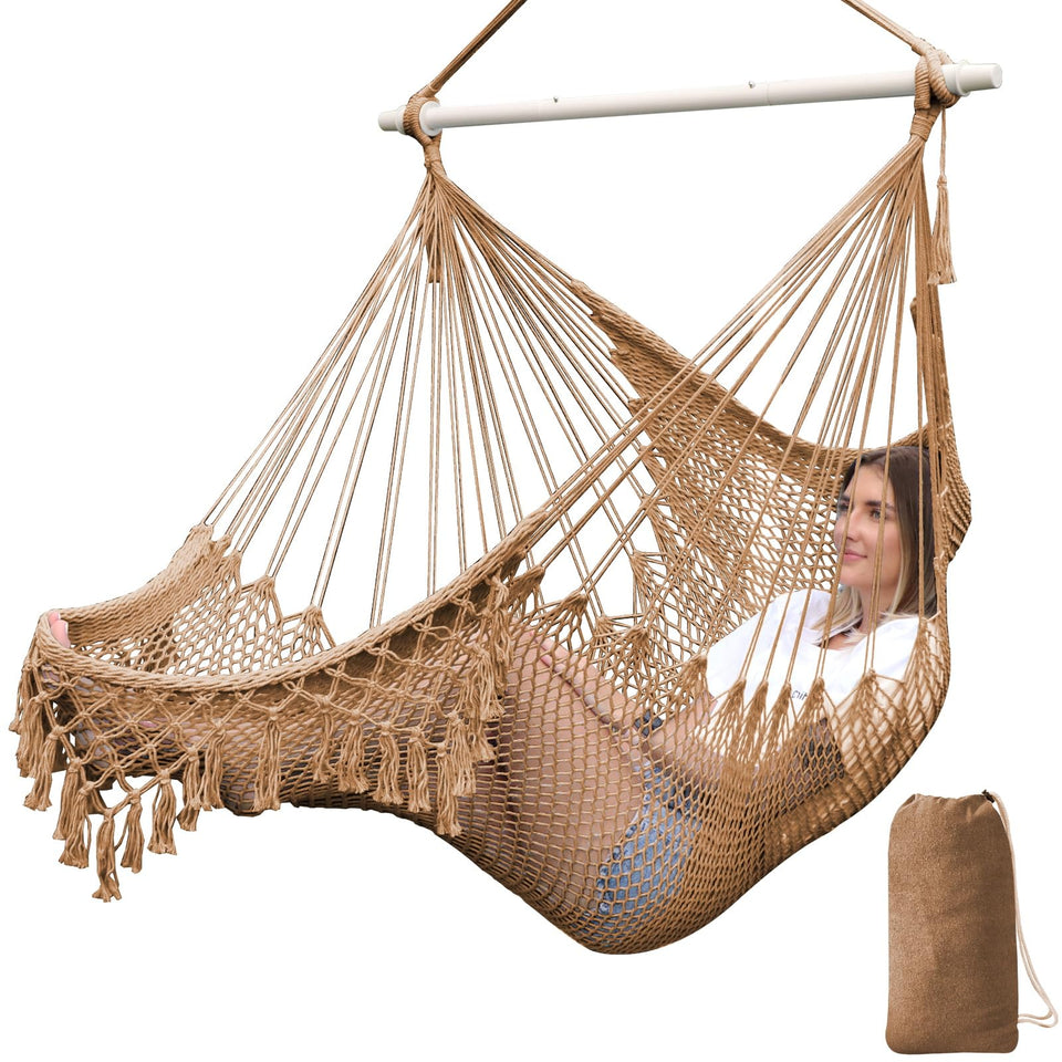 Chihee hammock chair with cotton rope weave for relaxed indoor and outdoor lounging