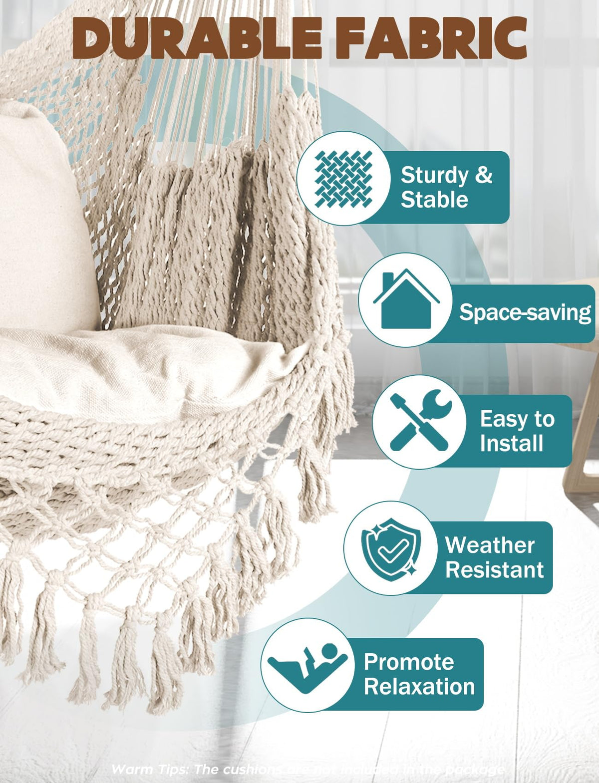 Chihee Hammock Chair cotton rope weave provides breathable comfort