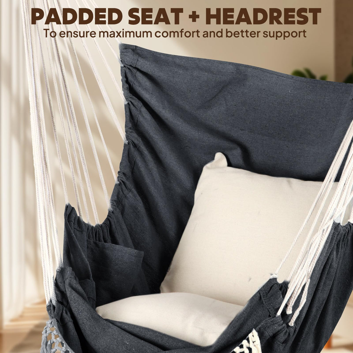 Chihee hammock chair cushions provide soft support for comfort.