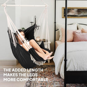 Chihee hammock chair foot rest folded for adjustable reclining and comfort.