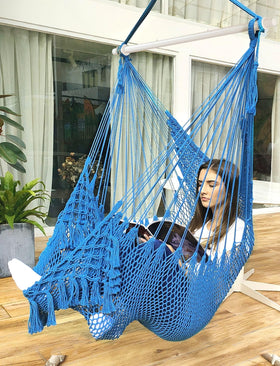 Chihee hammock chair showing sturdy stitching and metal frame for lasting support