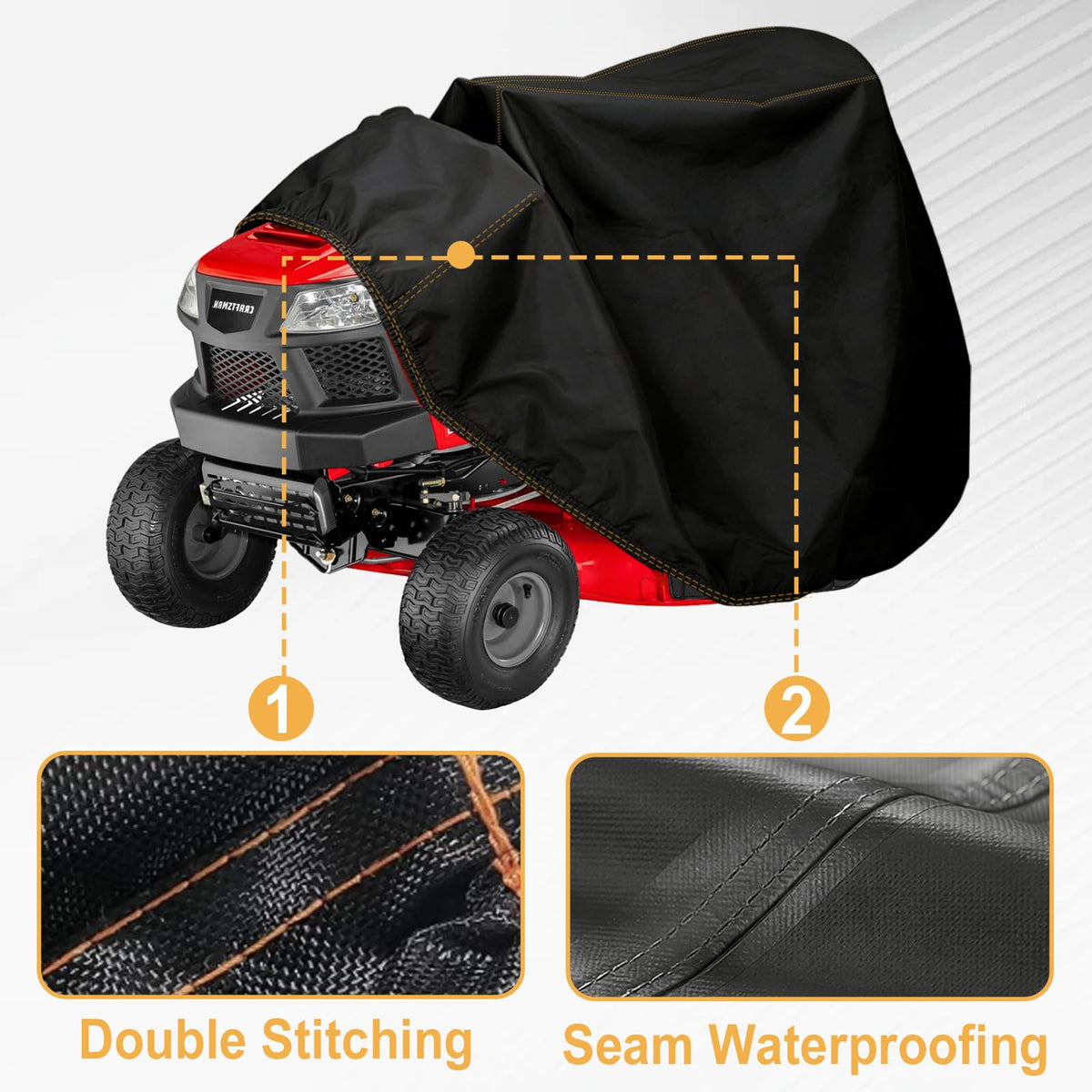 Chikia cover close-up of strong stitching for long-term protection.