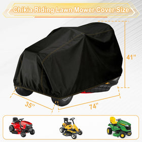 Chikia mower cover back view highlights durable construction for outdoor use.