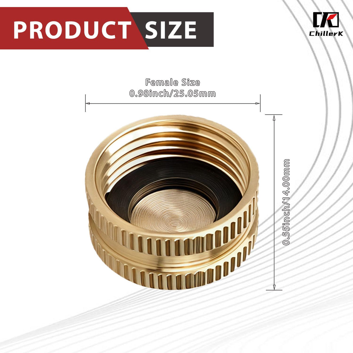 Chillerk brass end cap washers closeup highlighting robust hardware.