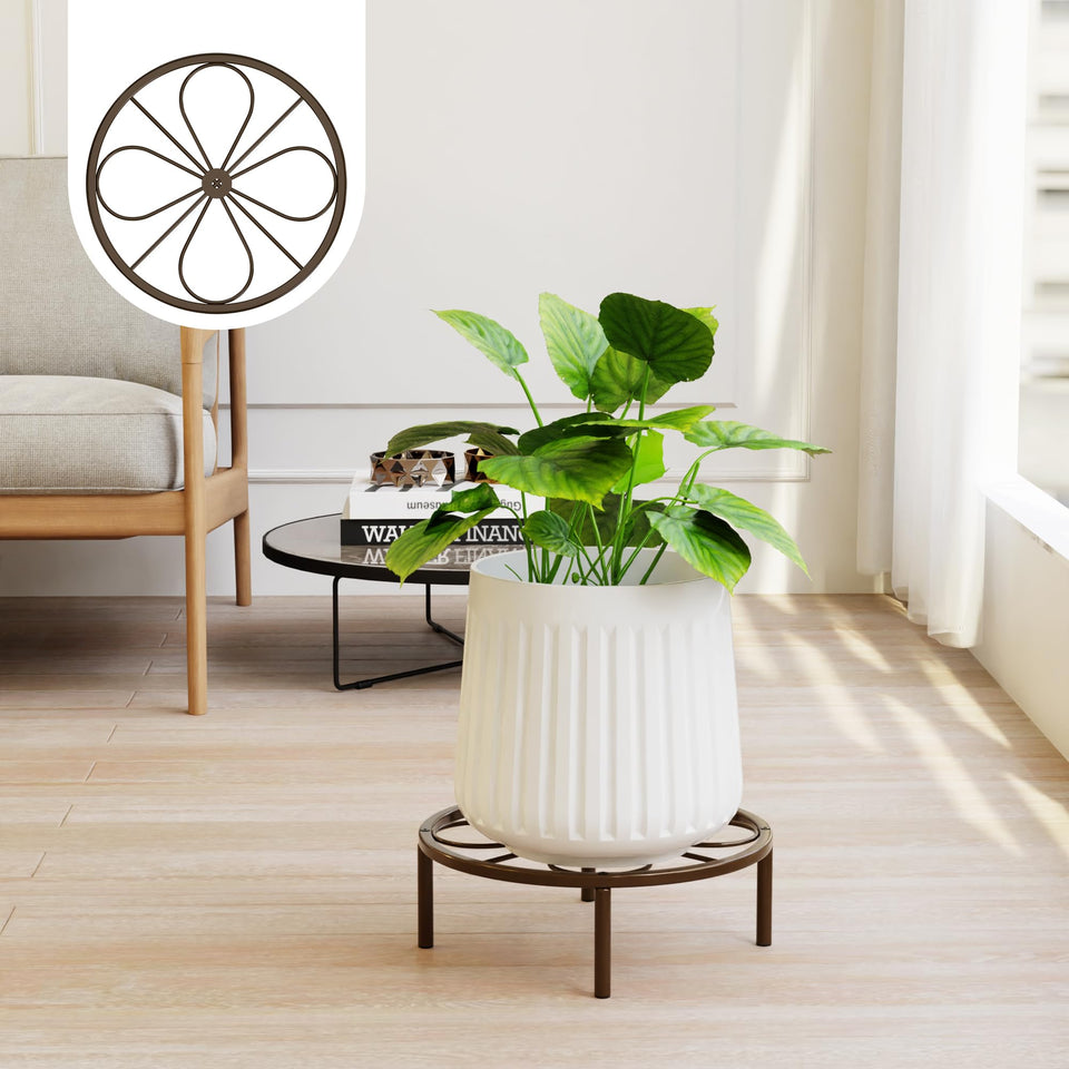 Chinpakden Brown Plant Stand front view showing sturdy construction for indoor and outdoor display