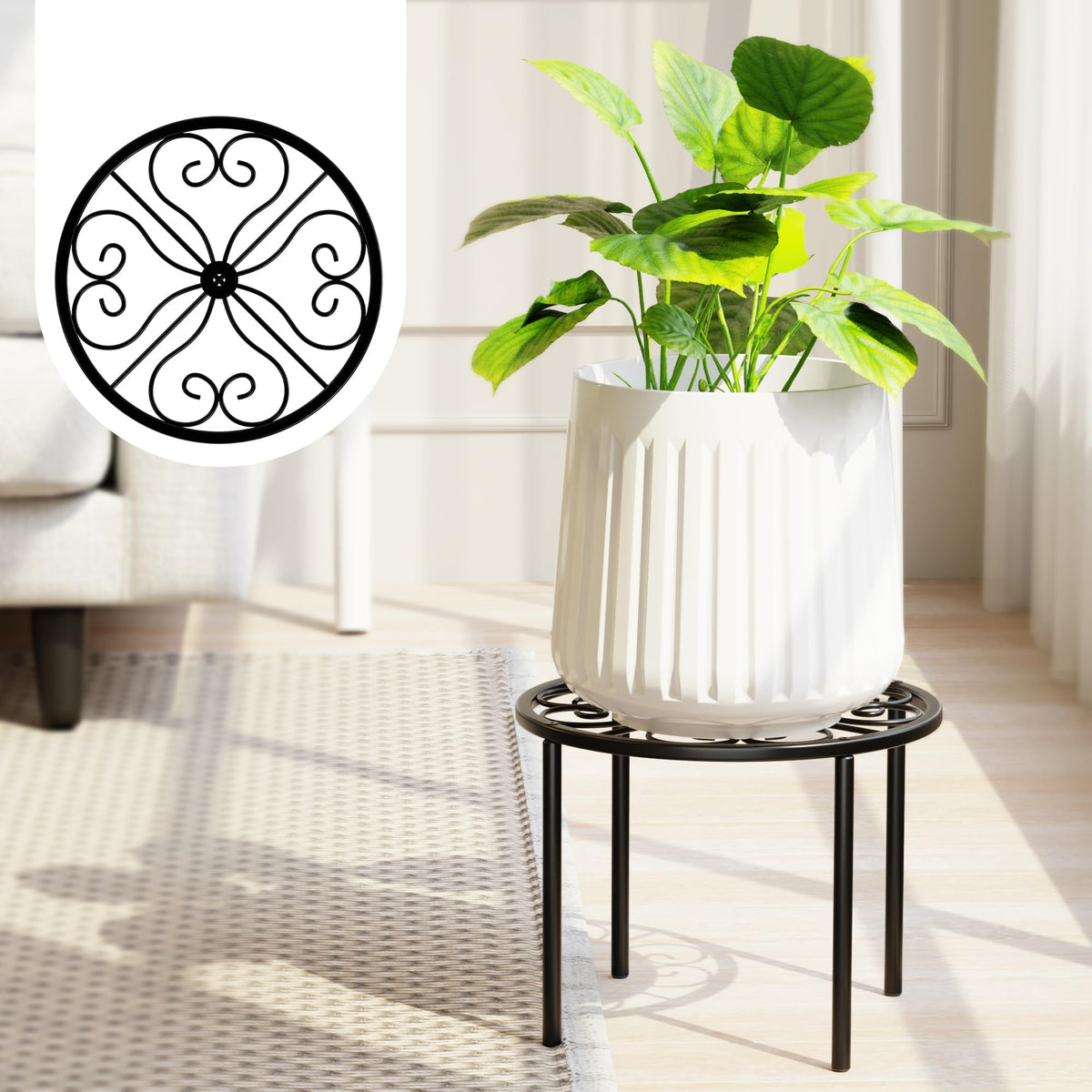 Chinpakden plant stand supports up to 60lbs for versatile indoor displays.