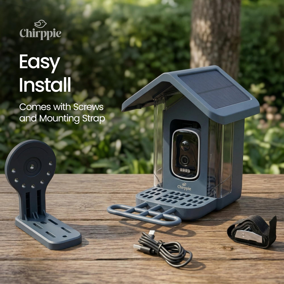 Chirppie USB backup charging port for uninterrupted operation.