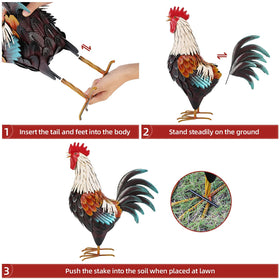 chisheen easy-assemble rooster decor ships flat for quick setup.