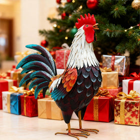 chisheen weatherproof rooster statue withstands outdoor conditions.
