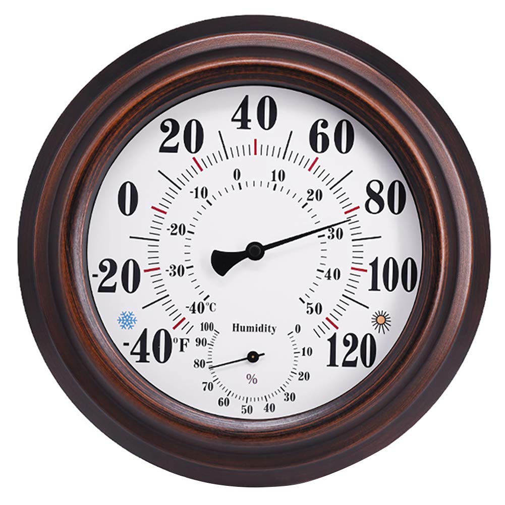 CHIVENIDO 8-inch bronze thermometer dial for indoor outdoor monitoring