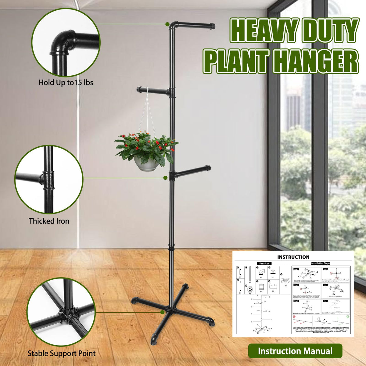 Chloraeon hanging plant stand thickened steel for durability