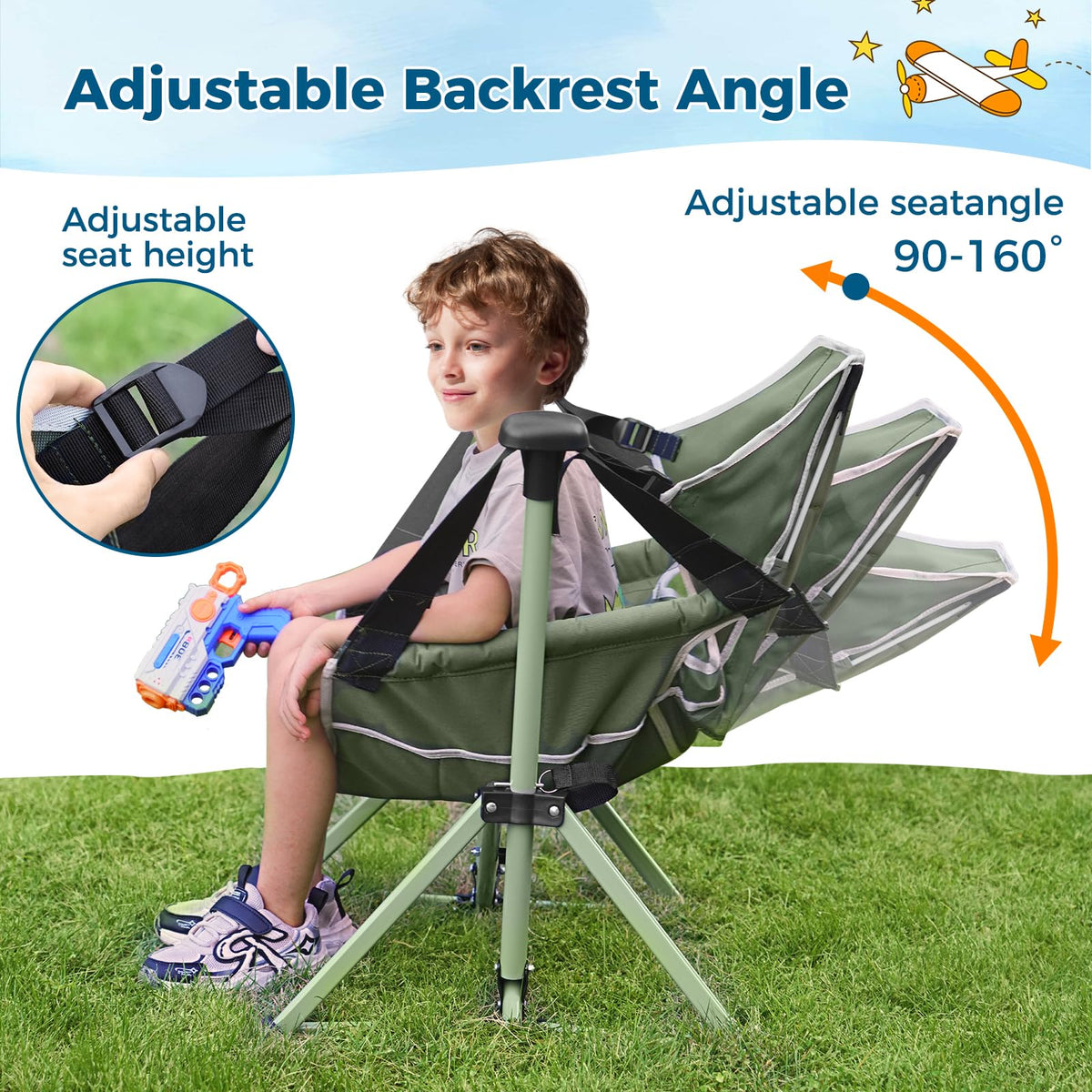 Chloraeon Kids Hammock Chair adjustable height for easy entry and exit.