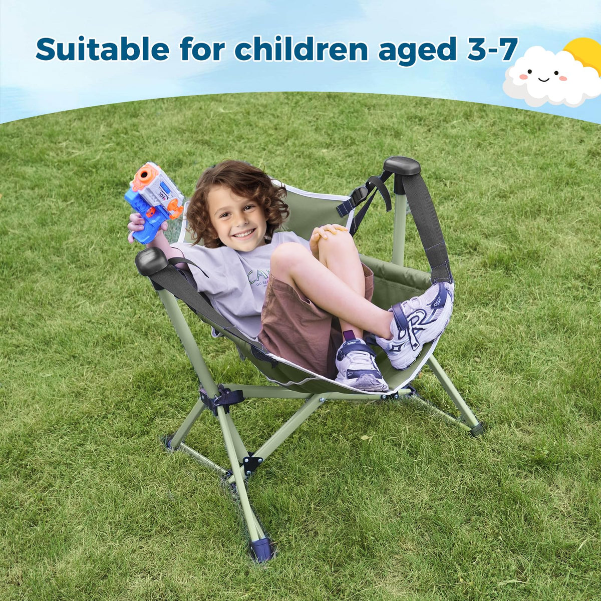 Chloraeon Kids Hammock Chair rocking mechanism ensures gentle movement.