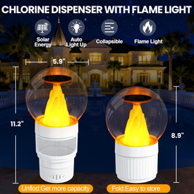 Adjustable release controls chlorine flow to match pool size and usage
