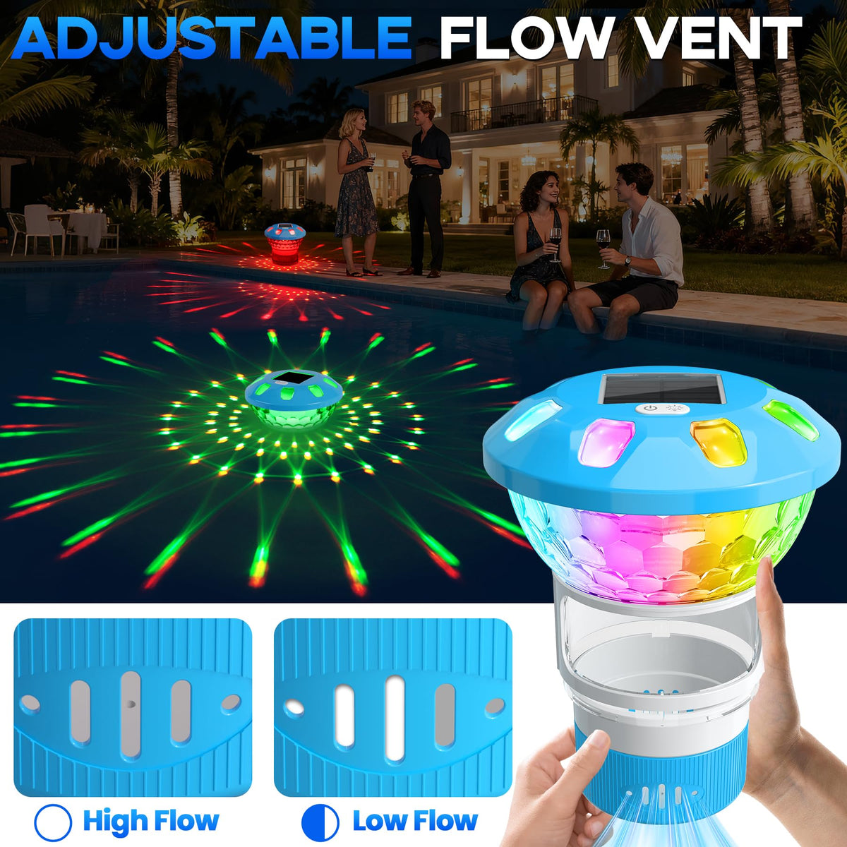 ChlorBlu large-capacity, collapsible floater reduces refills during long pool days.