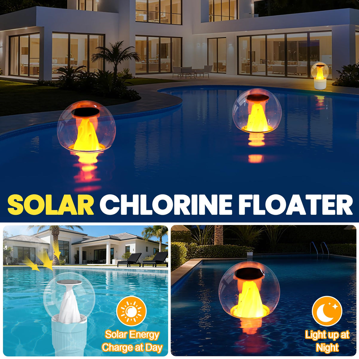 ChlorBlu two in one design combines chlorine dispensing and solar lighting for easy care