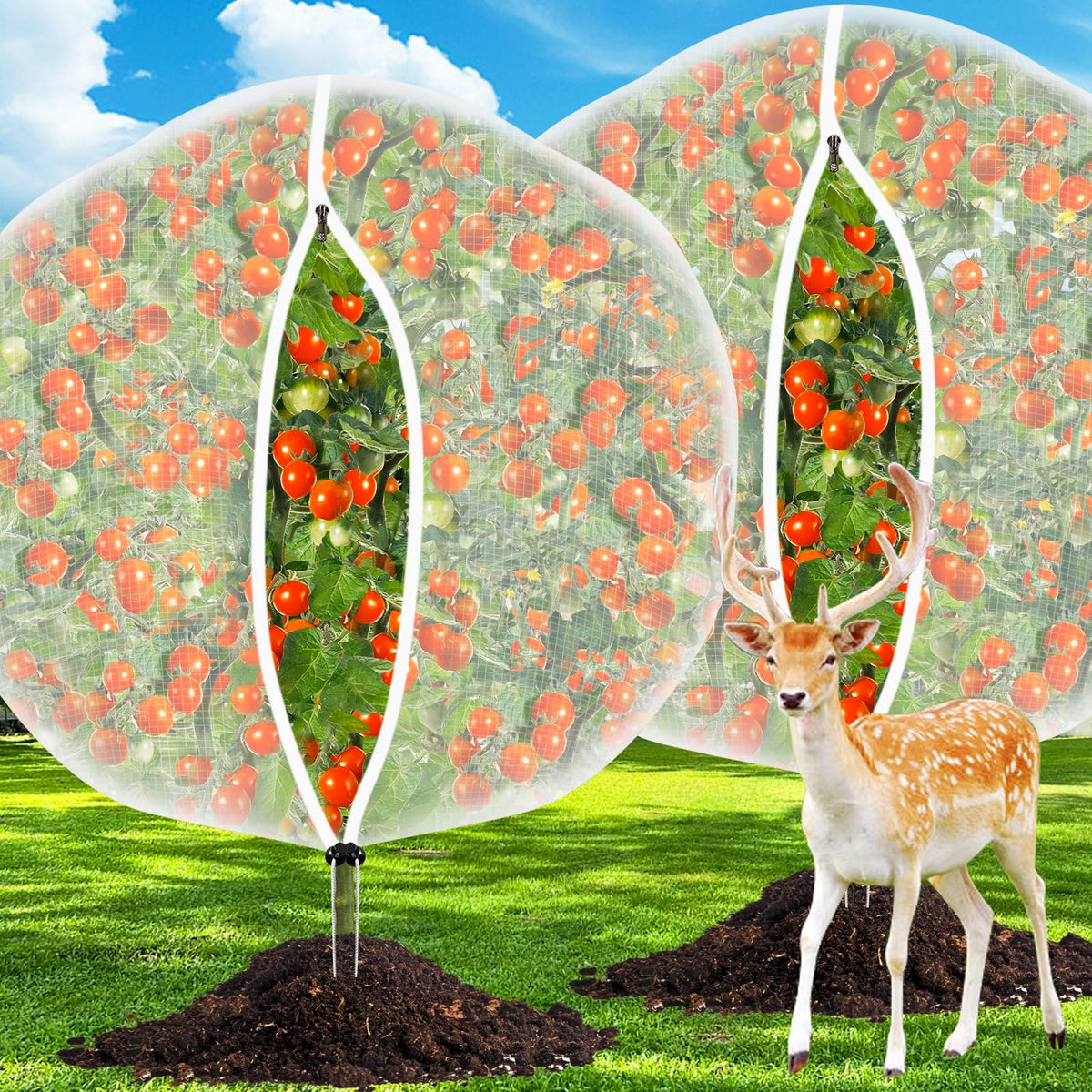CHNENOMME fruit tree netting with zipper protects 8x8 ft trees from pests