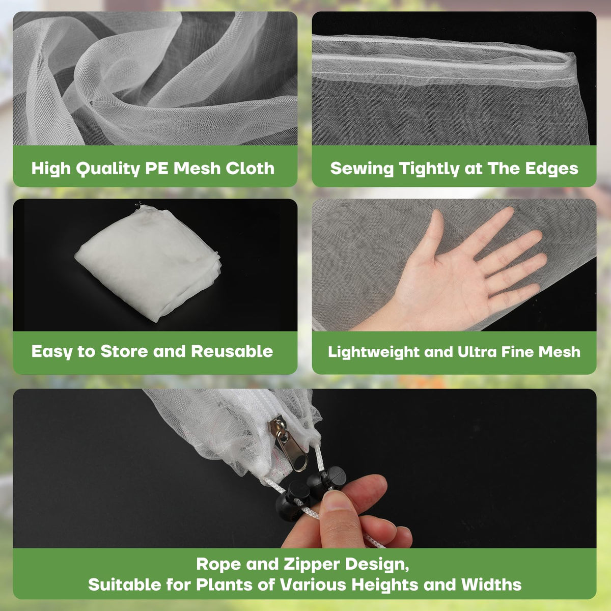 CHNENOMME lightweight reusable netting folds easily for storage