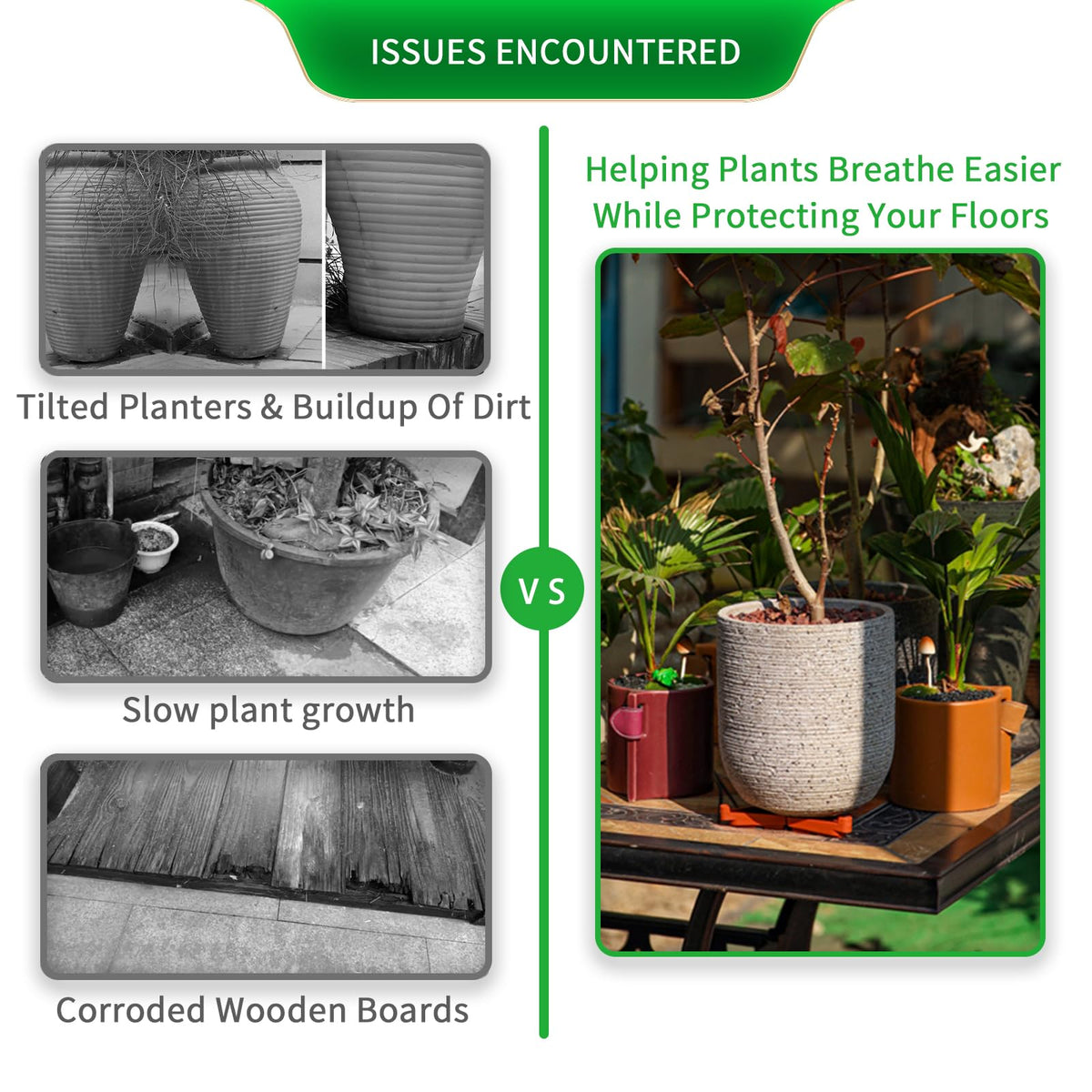 Choclaif pot feet elevate flower pots for better drainage and airflow.
