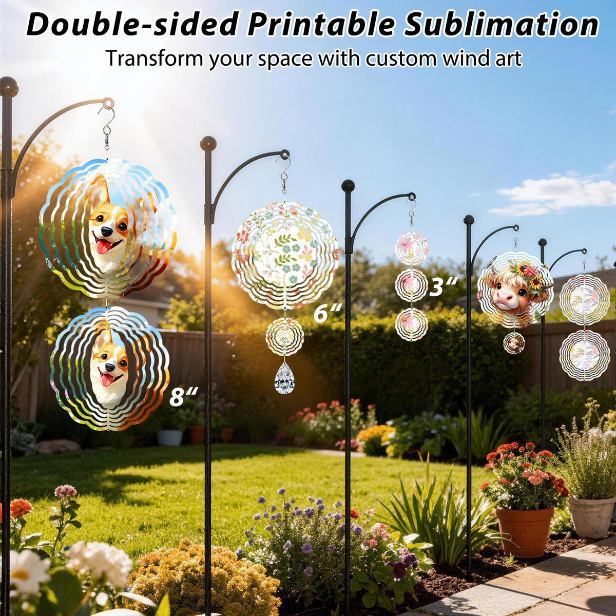 CHONOVO 5-pack sublimation wind spinner blanks for creative DIY gifts.