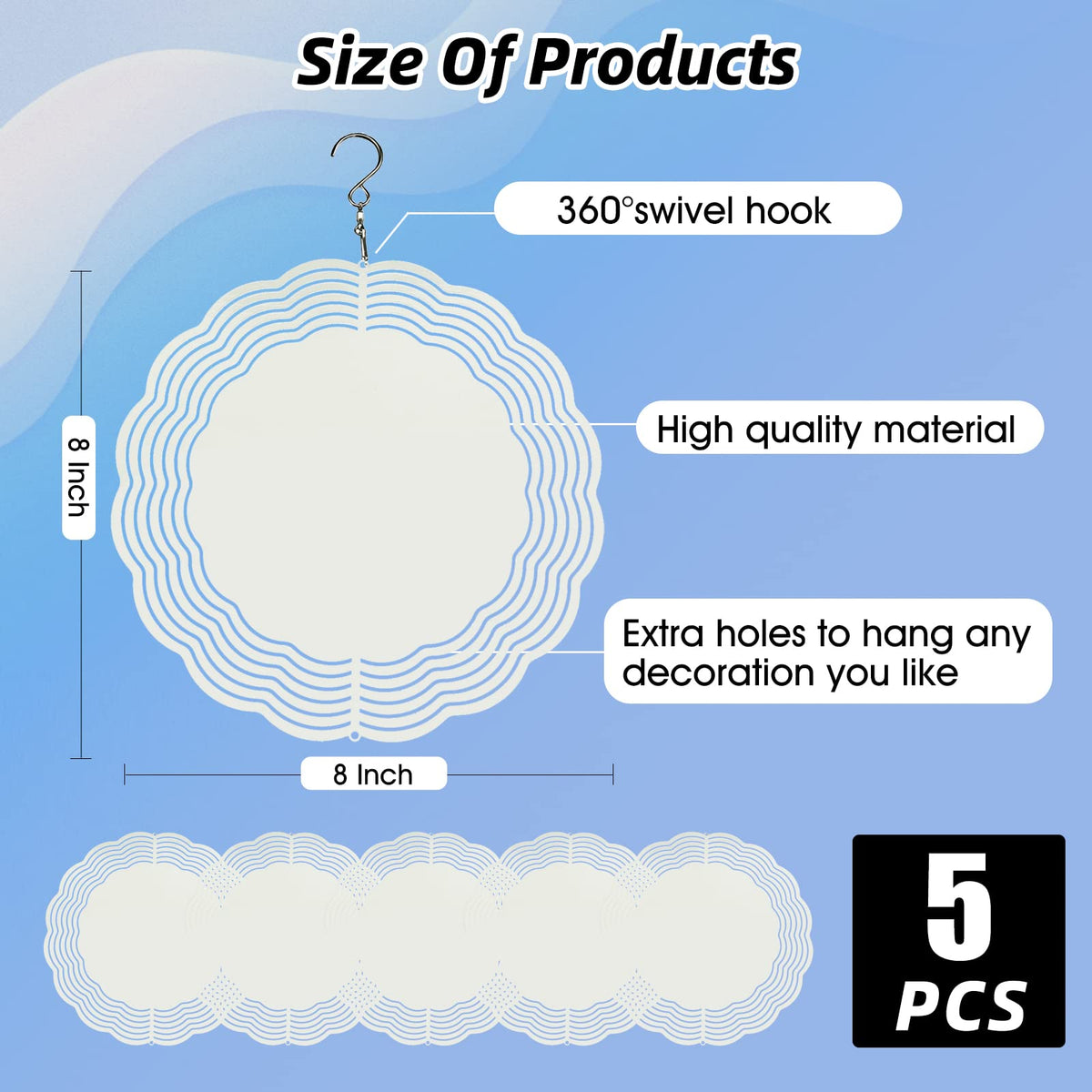 CHONOVO 8-inch wind spinner blank back view ideal for double-sided designs.