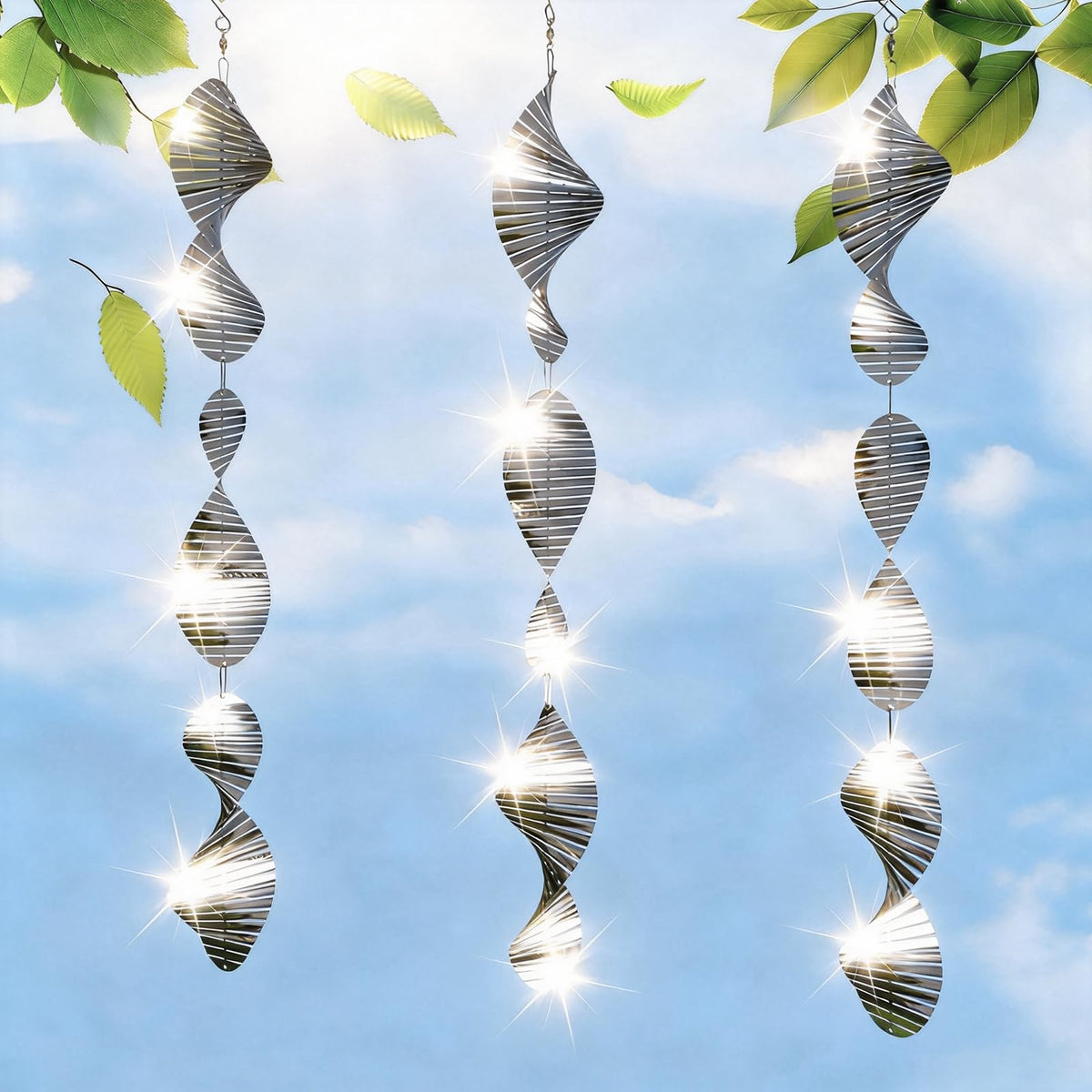 CHONOVO bird deterrents 3D discs shimmer in sunlight to deter birds.