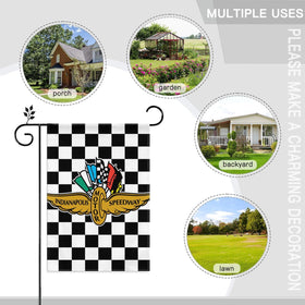 Choregon checkered flag decor, lasting print for seasonal yard display.