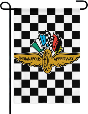 Choregon Indy motorsport flag 12x18 front view, bold checkered design boosts curb appeal.