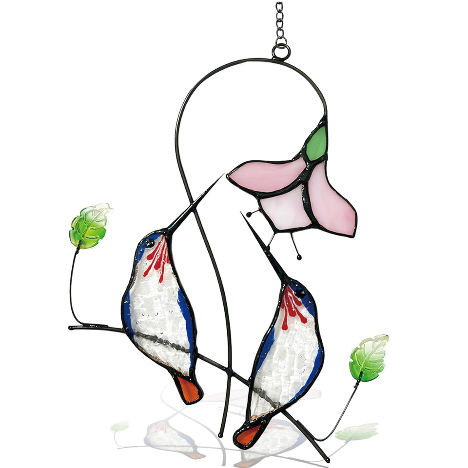 CHRDW colorful hummingbird glass window hanging brightens your window with color