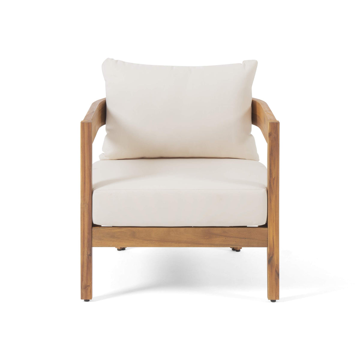 Alfy outdoor chair showing acacia wood frame for lasting durability